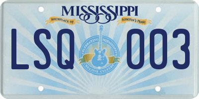 MS license plate LSQ003