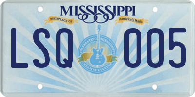 MS license plate LSQ005