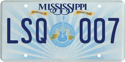 MS license plate LSQ007