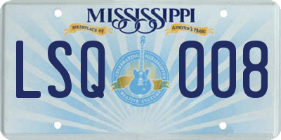 MS license plate LSQ008