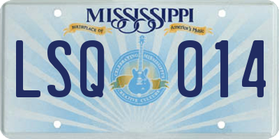 MS license plate LSQ014