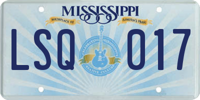 MS license plate LSQ017