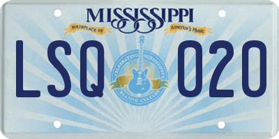 MS license plate LSQ020