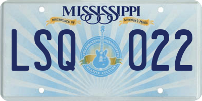 MS license plate LSQ022