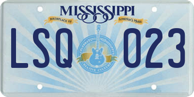 MS license plate LSQ023
