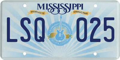 MS license plate LSQ025