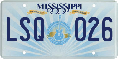 MS license plate LSQ026