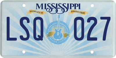 MS license plate LSQ027