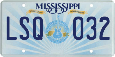 MS license plate LSQ032