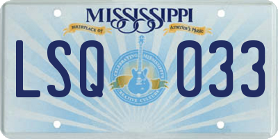 MS license plate LSQ033