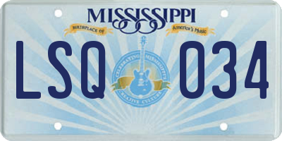 MS license plate LSQ034
