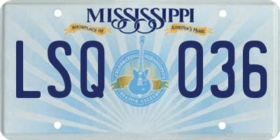 MS license plate LSQ036