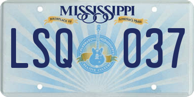 MS license plate LSQ037
