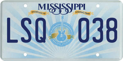 MS license plate LSQ038