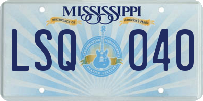 MS license plate LSQ040