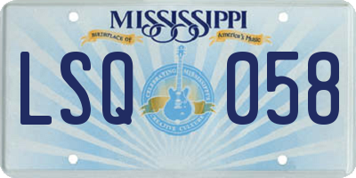 MS license plate LSQ058