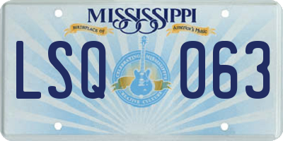 MS license plate LSQ063
