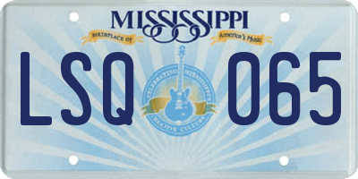 MS license plate LSQ065