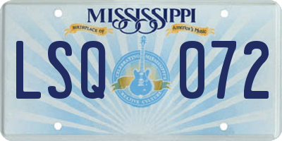 MS license plate LSQ072
