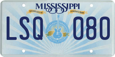 MS license plate LSQ080