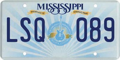 MS license plate LSQ089
