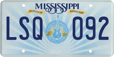 MS license plate LSQ092