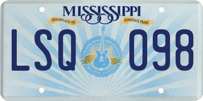 MS license plate LSQ098