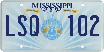 MS license plate LSQ102