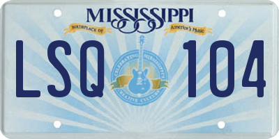 MS license plate LSQ104