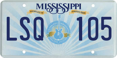 MS license plate LSQ105