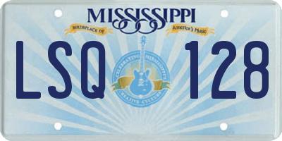 MS license plate LSQ128