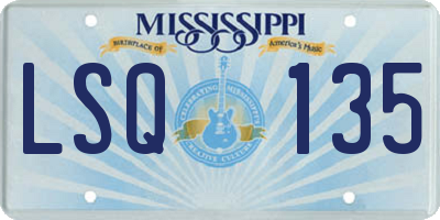 MS license plate LSQ135