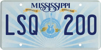 MS license plate LSQ200