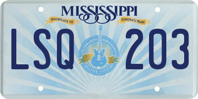 MS license plate LSQ203
