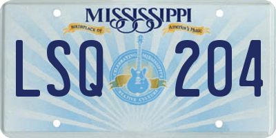 MS license plate LSQ204