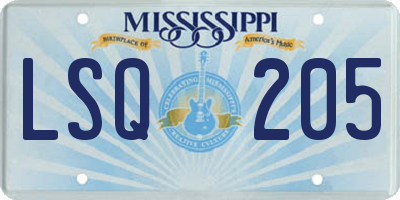 MS license plate LSQ205