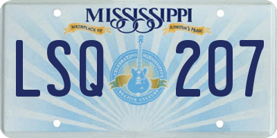 MS license plate LSQ207