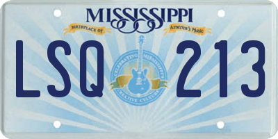 MS license plate LSQ213