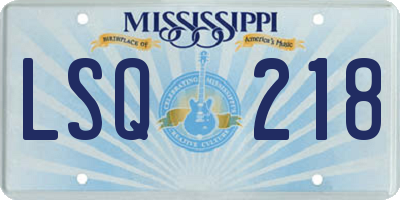 MS license plate LSQ218