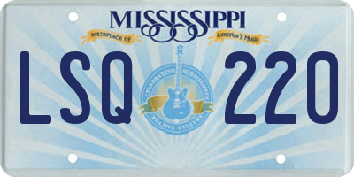 MS license plate LSQ220