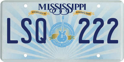 MS license plate LSQ222