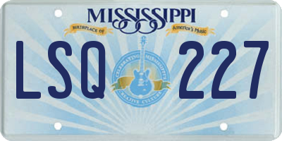 MS license plate LSQ227