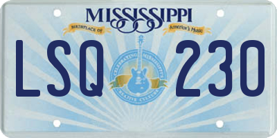 MS license plate LSQ230