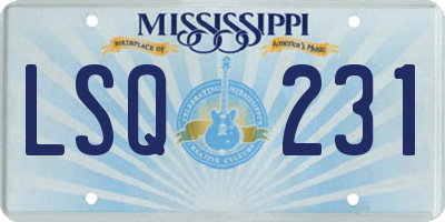 MS license plate LSQ231