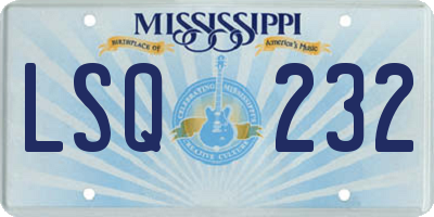 MS license plate LSQ232