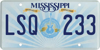 MS license plate LSQ233