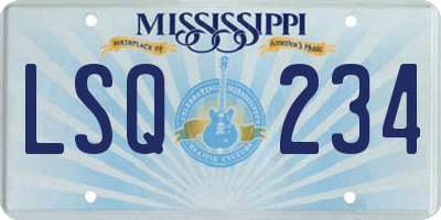 MS license plate LSQ234