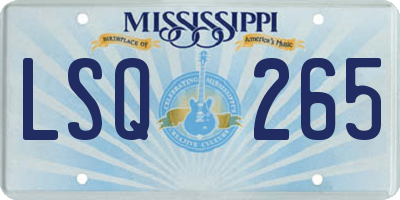 MS license plate LSQ265