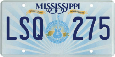 MS license plate LSQ275