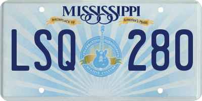 MS license plate LSQ280